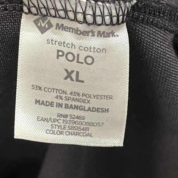 Members Mark Shirt Mens XL Stretch Cotton Polo Black Pullover Short Slee… - Picture 5 of 7